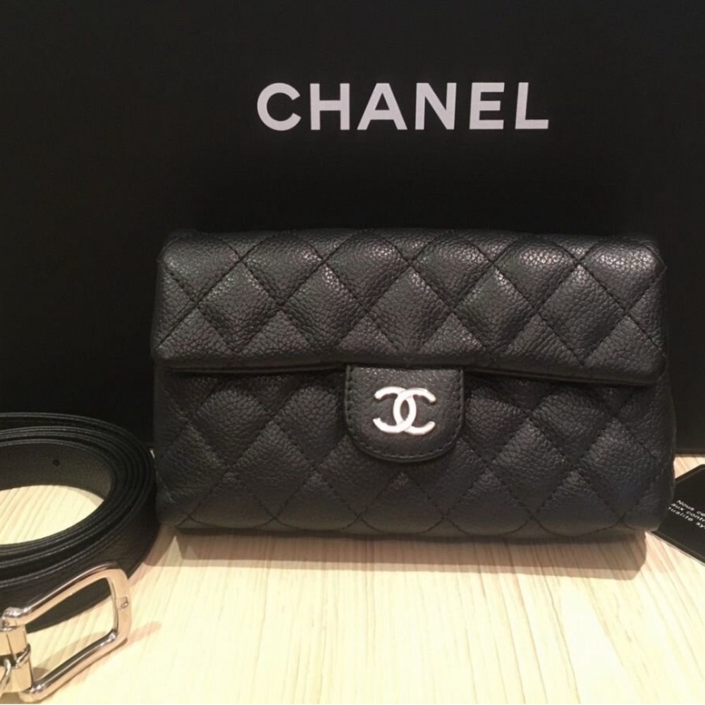 CHANEL UNIFORM Black Quilted Leather Bag in great condition